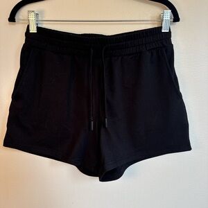 Quince Black High-Waist Athletic Lounge Shorts